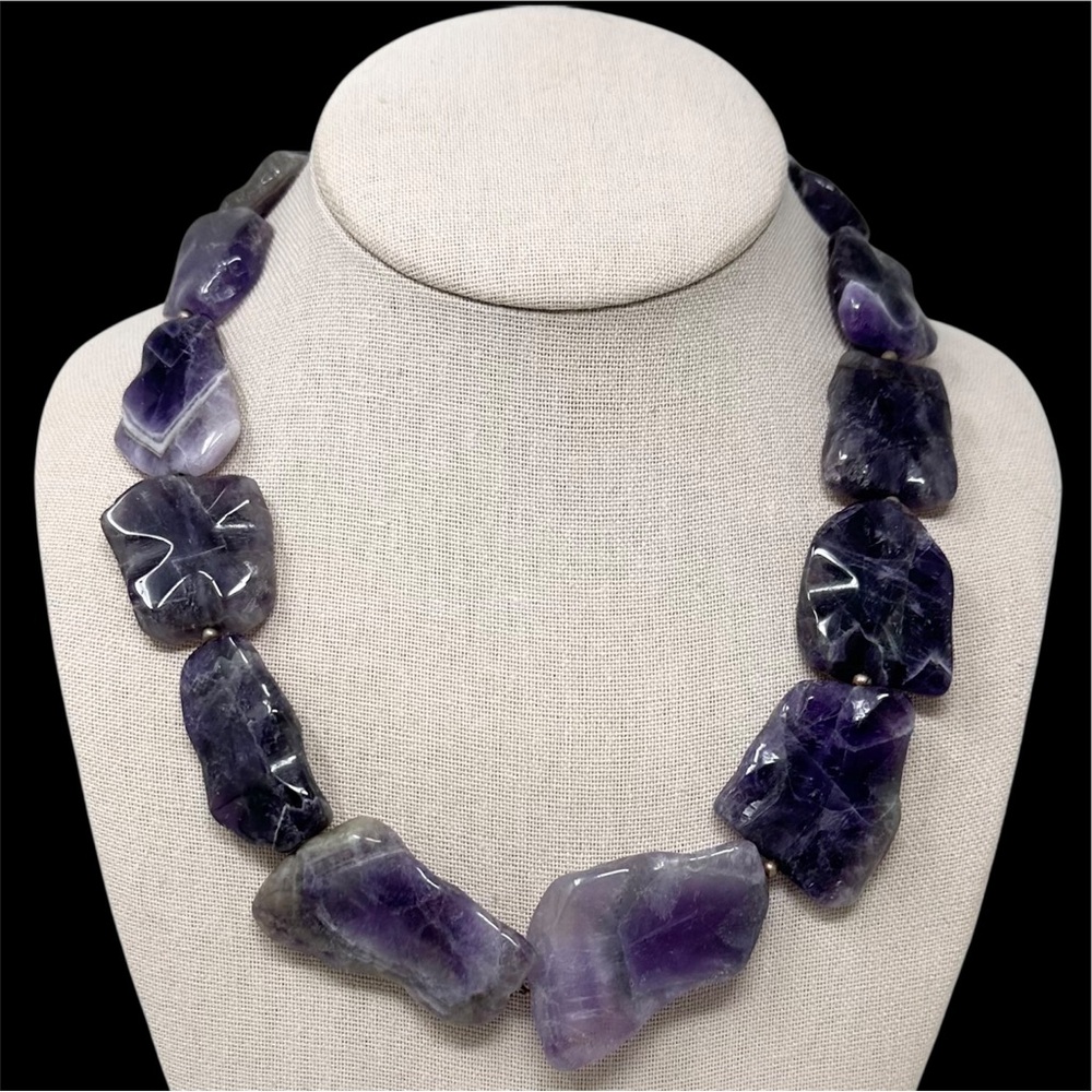 Amethyst High Polished Stone Chunky Necklace